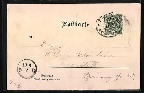 Lithographie Stuttgart, Totalansicht, K. Residenzschloss