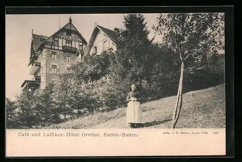 AK Baden-Baden, Cafe und Luftkur-Hotel Grethel