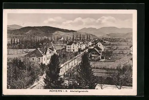 AK Achern i. B., Die Allerheiligenstrasse aus der Vogelschau