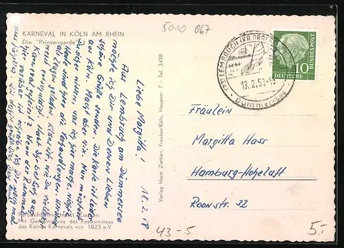 AK Köln, Karneval, Die Prinzengarde, Funkemariechen