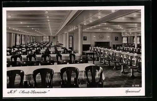 AK Passagierschiff MS Monte Sarmiento, Speissaal