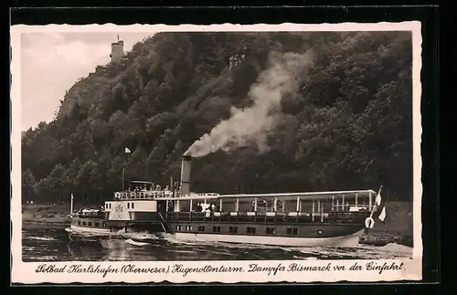 AK Karlshagen, Dampfer Bismarck, Hugenottenturm