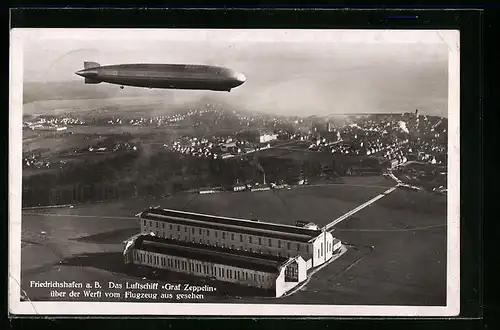 AK Friedrichshafen a. B., Das Luftschiff LZ 127 Graf Zeppelin, Teilansicht