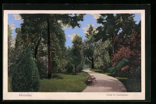 AK Pforzheim, Partie im Stadtgarten