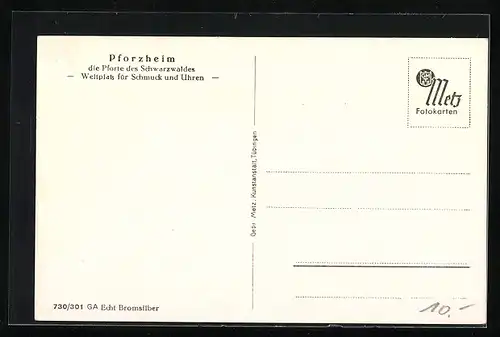 AK Pforzheim /Schwarzwald, Marktplatz mit Rathaus, Würmtalpartie, Gewerbeschule und Stadtbad