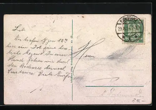 AK Friedrichshafen, Teilansicht mit Scesaplana, Allgäuer Alpen und Künzelspitze