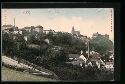 AK Leisnig, Teilansicht mit Kirche
