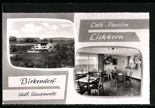 AK Birkendorf /Südl. Schwarzwald, Cafe-Pension Eichkorn, Innenansicht