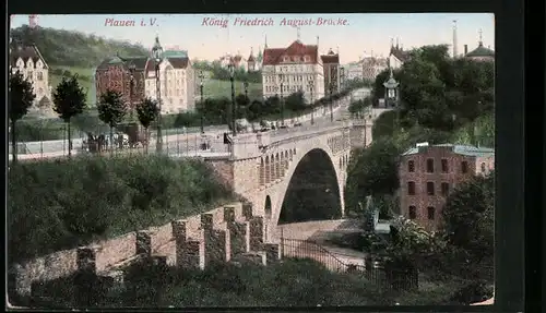 AK Plauen i. V., König Friedrich August-Brücke