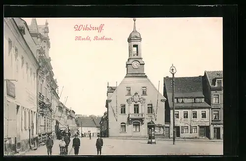 AK Wilsdruff, Markt mit Rathaus