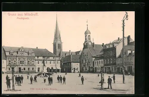 AK Wilsdruff, Marktplatz mit alter Post