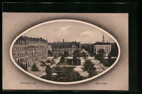 AK Zwickau i. Sa., Blick auf den Römerplatz