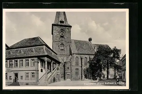 AK Freinsheim /Pfalz, Rathaus und Kirche