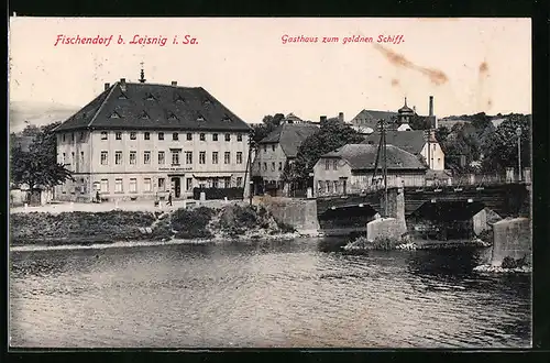 AK Fischendorf b. Leisnig, Gasthaus zum goldnen Schiff