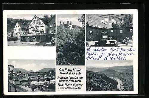 AK Obernhof a. d. Lahn, Gasthaus Müller, Kloster Arnstein
