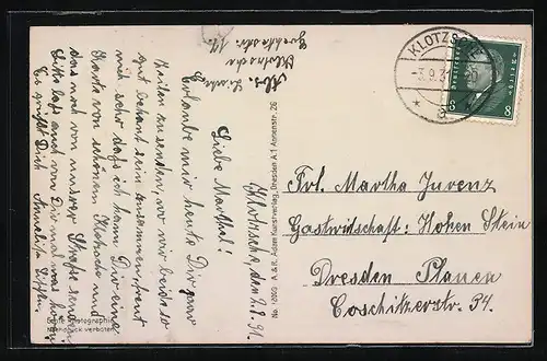 AK Dresden-Klotzsche, Goethestrasse aus der Vogelschau