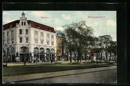 AK Neumünster, Gebäudepartie am Kuhberg, Strasse