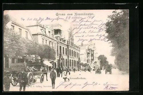 AK Neumünster, Grossflecken mit Post, Strasse