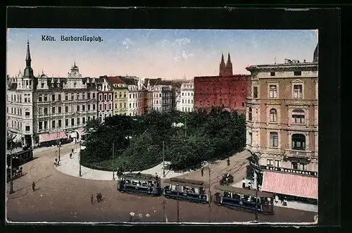 AK Köln-Neustadt, Barbarossaplatz mit Strassenbahn