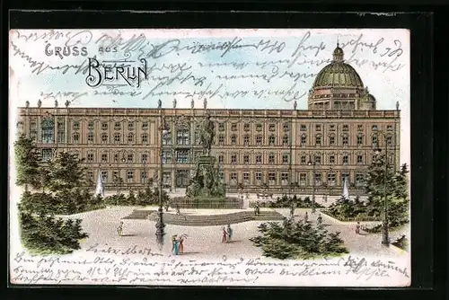 Lithographie Berlin, Blick auf das Königliche Schloss
