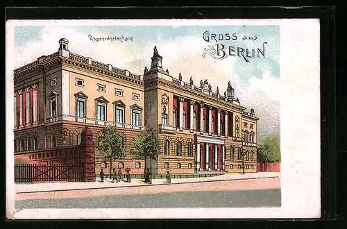 Lithographie Berlin, Ansicht vom Abgeordnetenhaus