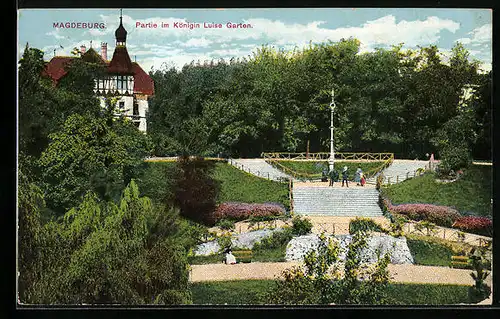 AK Magdeburg, Partie im Königin Luise Garten