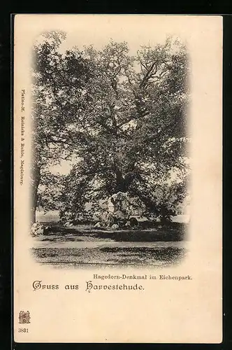 AK Hamburg-Harvestehude, Hagedorn-Denkmal im Eichenpark