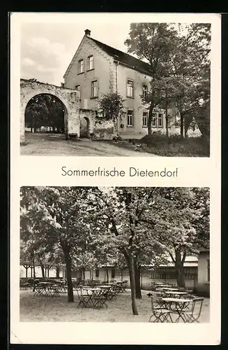 AK Dietendorf, Gasthof zu den drei Linden mit Aussenbewirtung