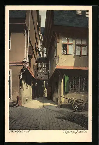 AK Alt-Frankfurt, Rapunzelgässchen mit Weinstube