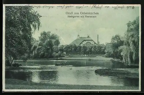 AK Gelsenkirchen, Stadtgarten mit Restaurant