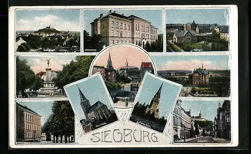 AK Siegburg, Denkmal, Lehrer-Seminar, Gefängnis, Feuerwerks-Laboratorium, Mühlengraben und Kirchen