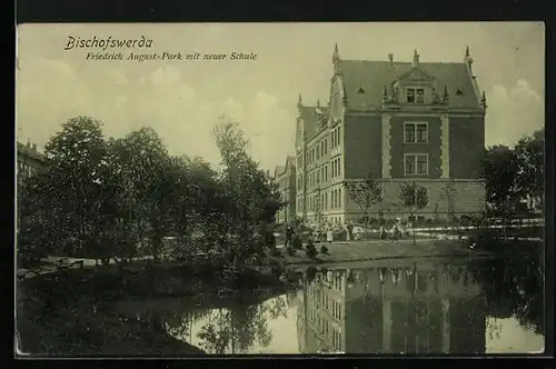 AK Bischofswerda, Friedrich August-Park mit neuer Schule