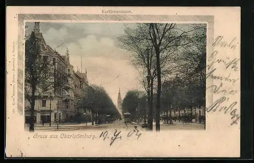 AK Berlin-Charlottenburg, Kurfürstendamm, Kaiser Wilhelm Gedächtnis Kirche
