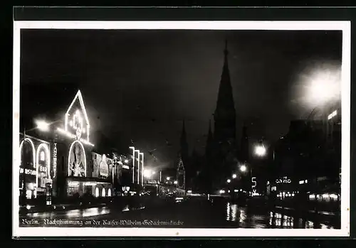 AK Berlin, Nachtstimmung an der Kaiser-Wilhelm-Gedächtniskirche