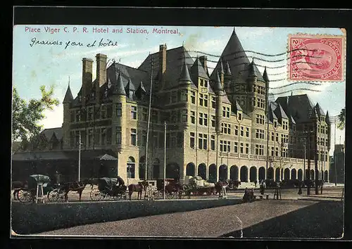 AK Montreal, Place Viger C. P. R. Hotel and Station