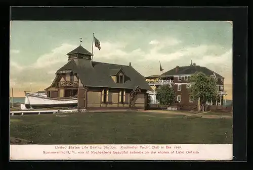 AK Summerville, United States Life Saving Station, Rochester Yacht Club in the rear
