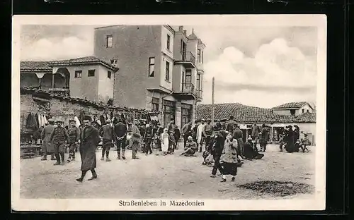 AK Prilep, Strassenpartie mit Soldaten