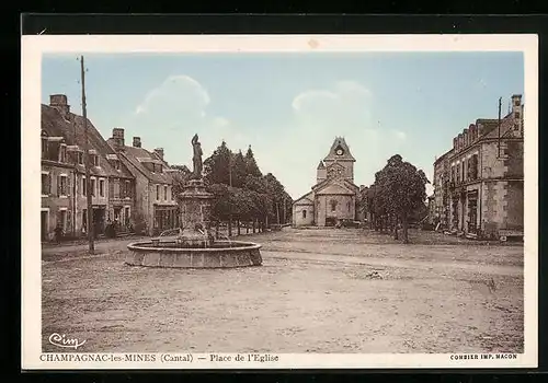 AK Champagnac-les-Mines, Place de l`Eglise