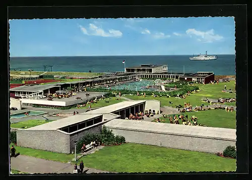 AK Helgoland, Schwimmbad aus der Vogelschau