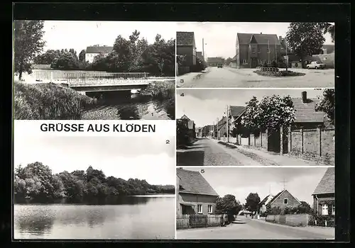 AK Klöden b. Jessen, Blick zum Schloss, Neue Strasse, Lange Strasse