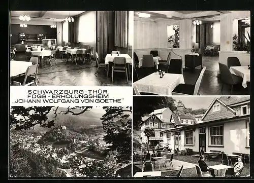 AK Schwarzburg i. Thür., FDGB-Erholungsheim Johann Wolfgang v. Goethe, Blick vom Trippstein