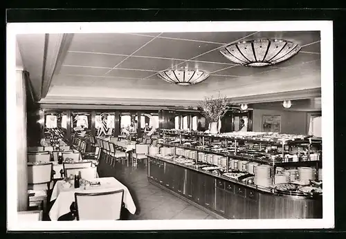AK Fährschiff Deutschland, Restaurant mit kaltem Buffet