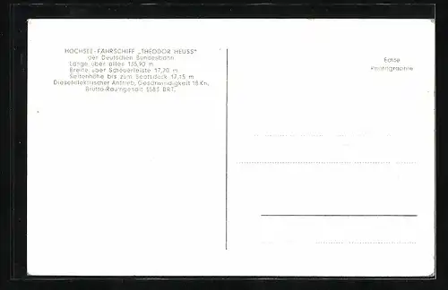 AK Hochsee-Fährschiff Theodor Heuss auf See