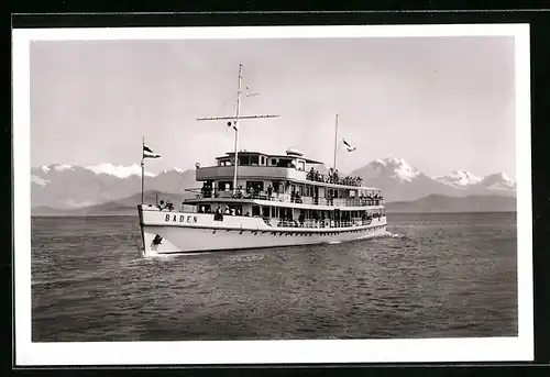 AK Doppel-Schrauben-Diesemotorschiff Baden auf dem Bodensee