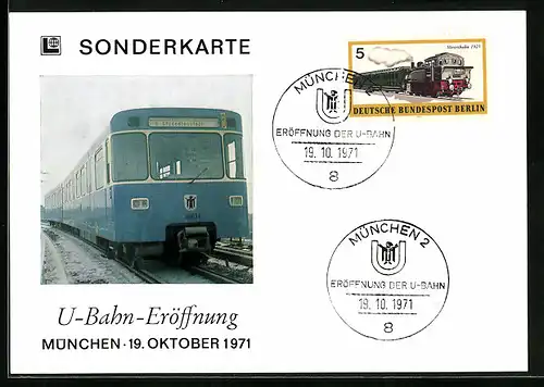 AK München, Sonderkarte U-Bahn-Eröffnung, 19. Oktober 1971