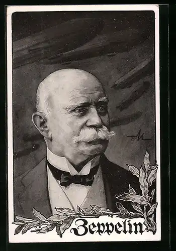 Künstler-AK Portrait des Grafen Ferdinand von Zeppelin