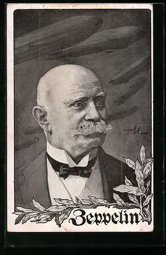 Künstler-AK Portrait des Grafen Ferdinand von Zeppelin