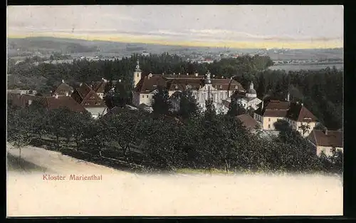 AK Mariental bei Ostritz, Das Kloster aus der Vogelschau