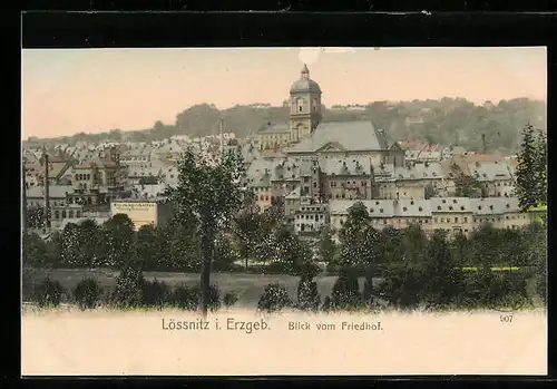 AK Lössnitz i. Erzbeg., Ortsansicht vom Friedhof