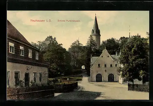 AK Neuhausen i. Sa., Schloss Purschenstein mit Tor